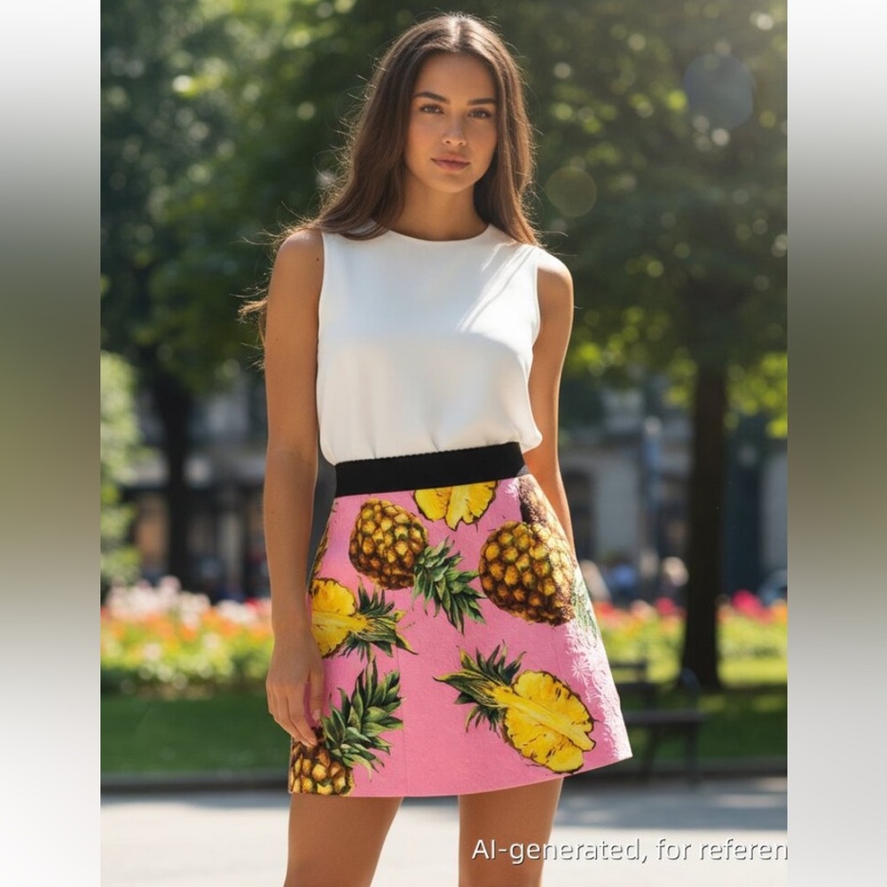 Dolce & Gabbana Pink Pineapple A-Line Skirt